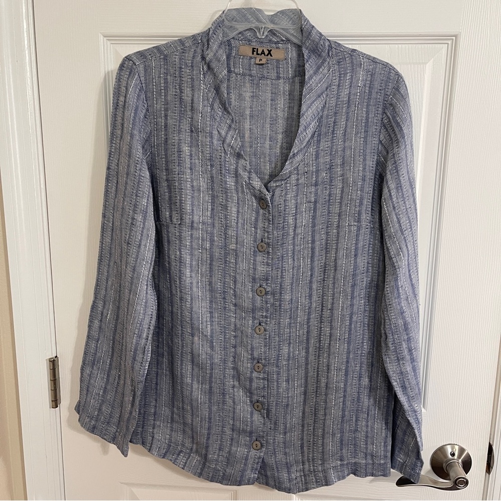 Flax Striped Button Down Linen Shirt
